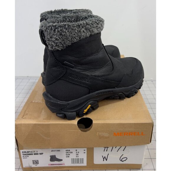 Merrell Coldpack 3 Thermo Mid Zip Waterproof Women's Shoes Black  Sz. 6 Leather - Picture 2 of 13